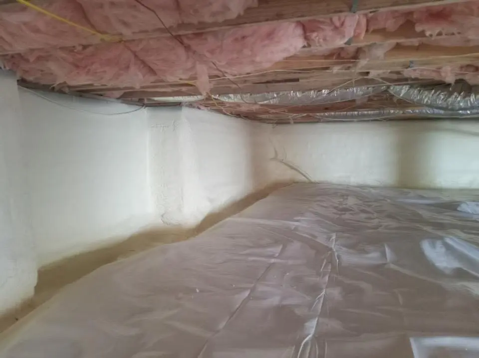 Crawl space encapsulation with closed-cell spray foam for Metal Roof Coating in New River